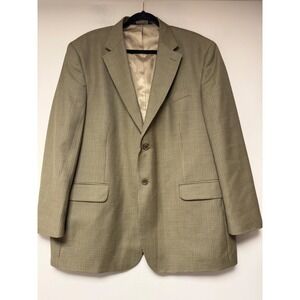 Stafford Mens Houndstooth Blazer Sport Coat Jacket Size 46R Tan Brown
